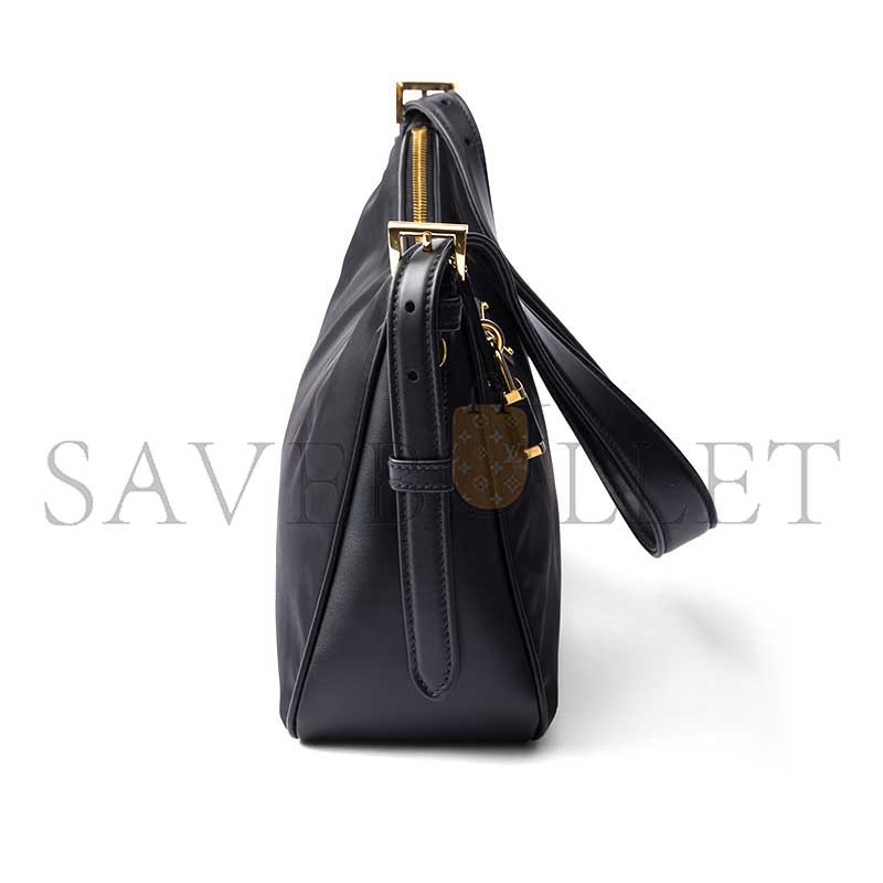 Pra*a aimÉe large re-nylon and leather shoulder bag with padlock 1bc232 (34*19.5*10cm)